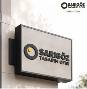 Duvara monte Sarıgöz Tasarım Ofisi kutu harf tabelası